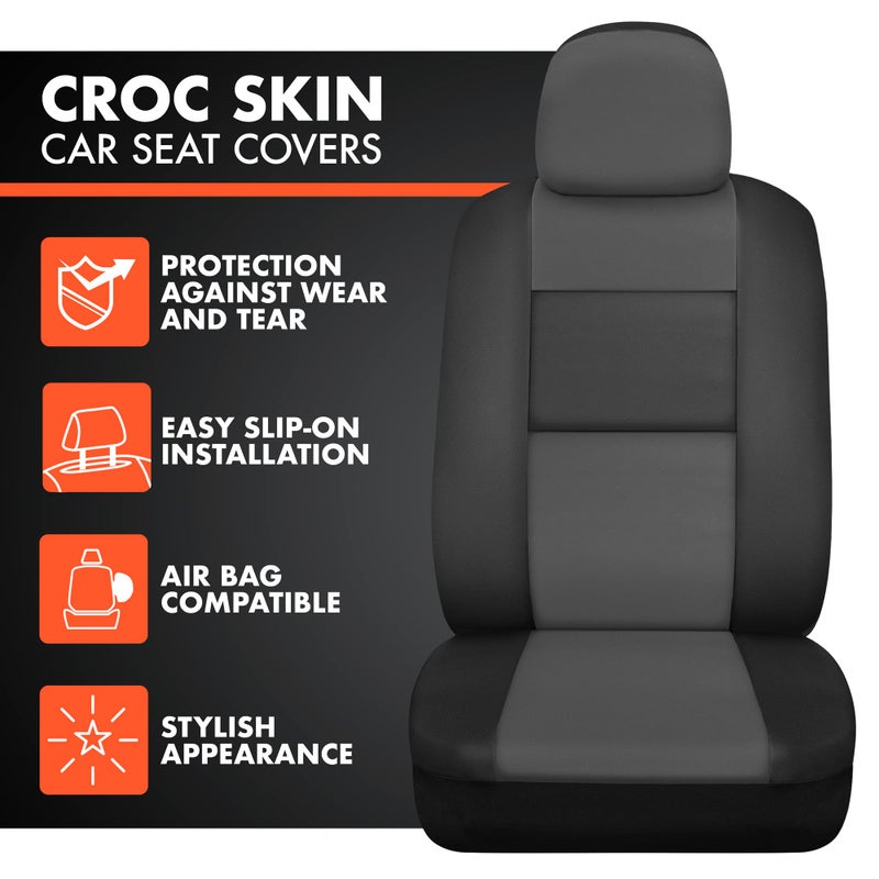 BDk Faux Leather Car Seat Cover Full Set - Front & Rear Split Bench Charcoal Seat Covers For SUV & Truck Seat Covers, Airbag Compatible - Protective Seat Covers for Car Seats & Car Accessories - Image 2